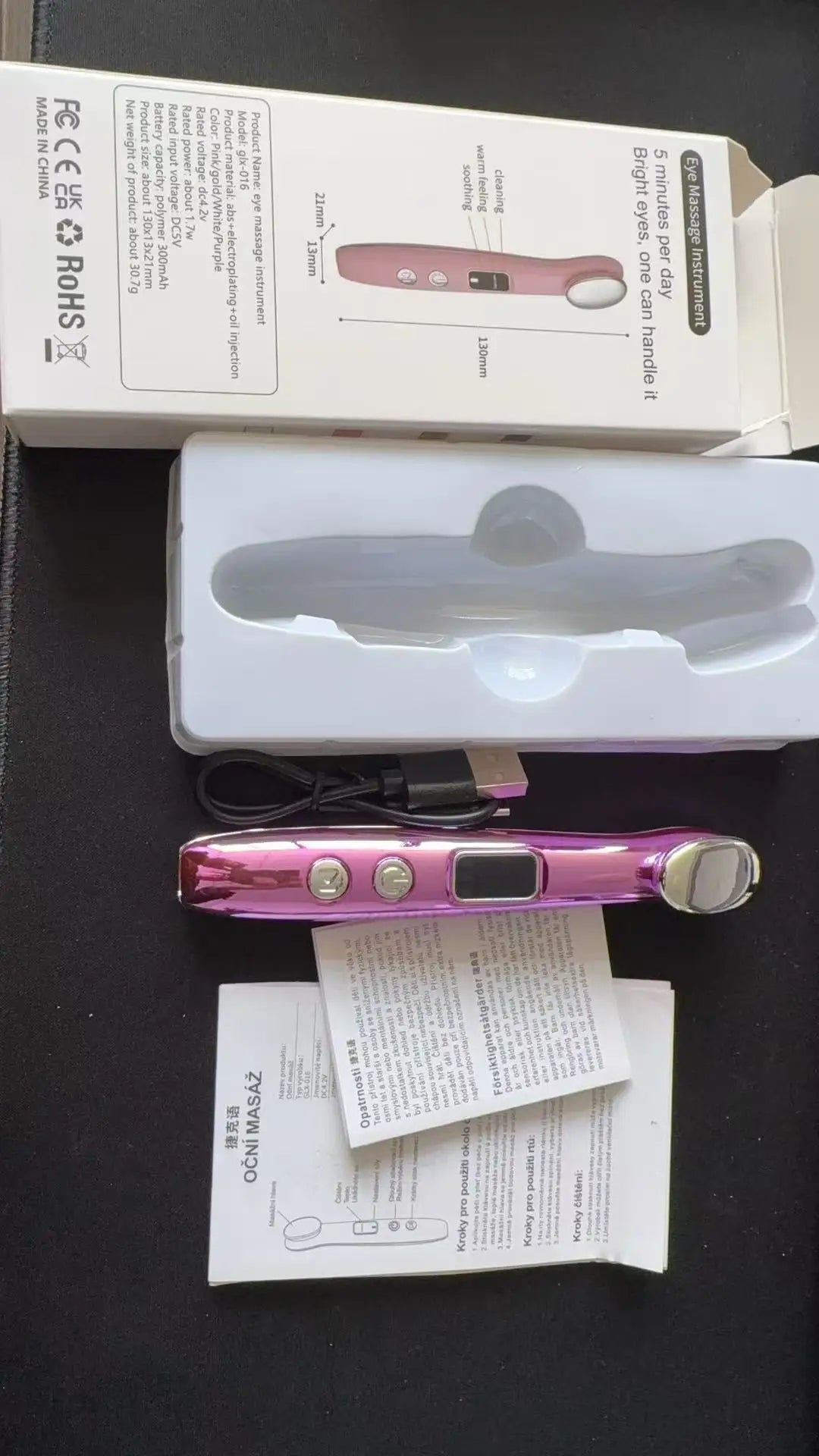 Eye Massager Wand for Dark Circles & Puffiness-Facial Beauty Device with Hot Compress and Vibration for Skin Care and Relaxation
