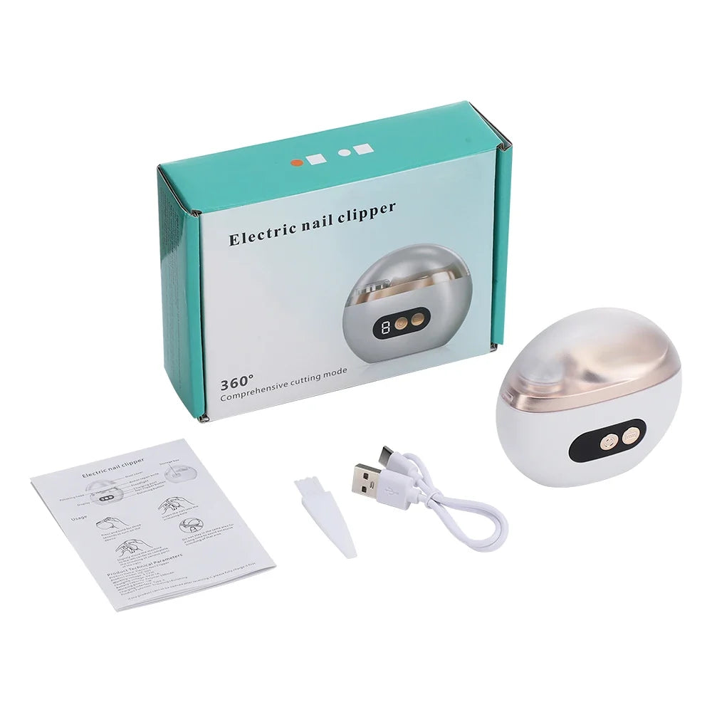 Automatic Electric Nail Clipper, 2 in 1 Auto Fingernail Cutter & Polishing Grinder for Baby Senior Adults, 3-Speed Nail Trimmer