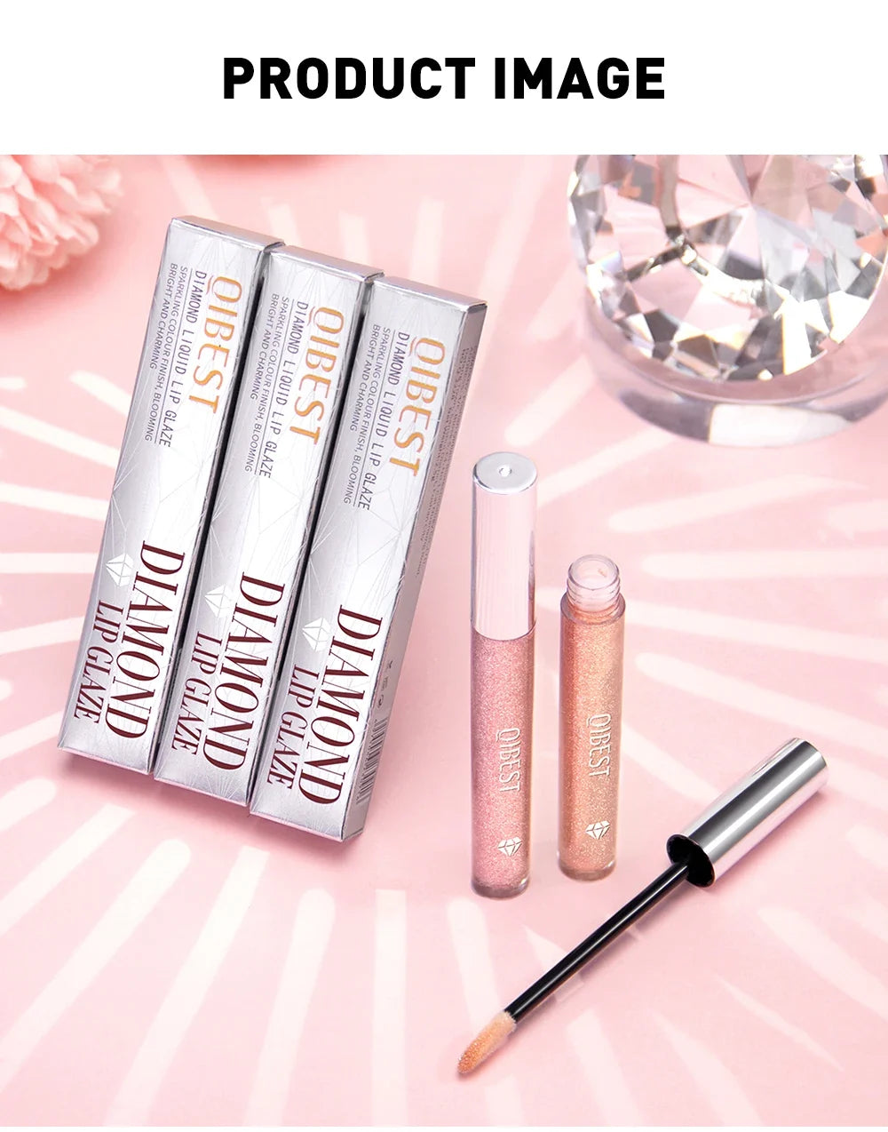 Diamond Glitter Liquid Lipstick Waterproof Long Lasting Pearl Shiny Lip Gloss Metal Charming Lip Glaze Tint Makeup For Women