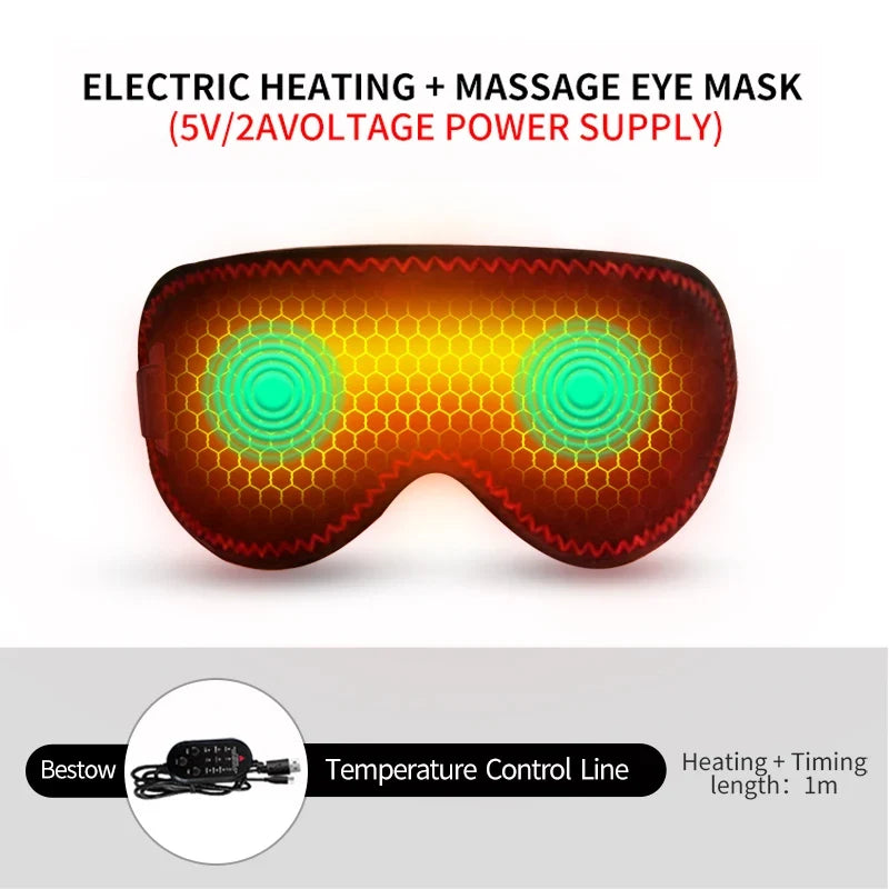 Heating Massage Eye Mask - Hot Compress Relieves Fatigue Dark Circles Aids Sleep 3 Gears Heat & Vibration (For Eye Strain)