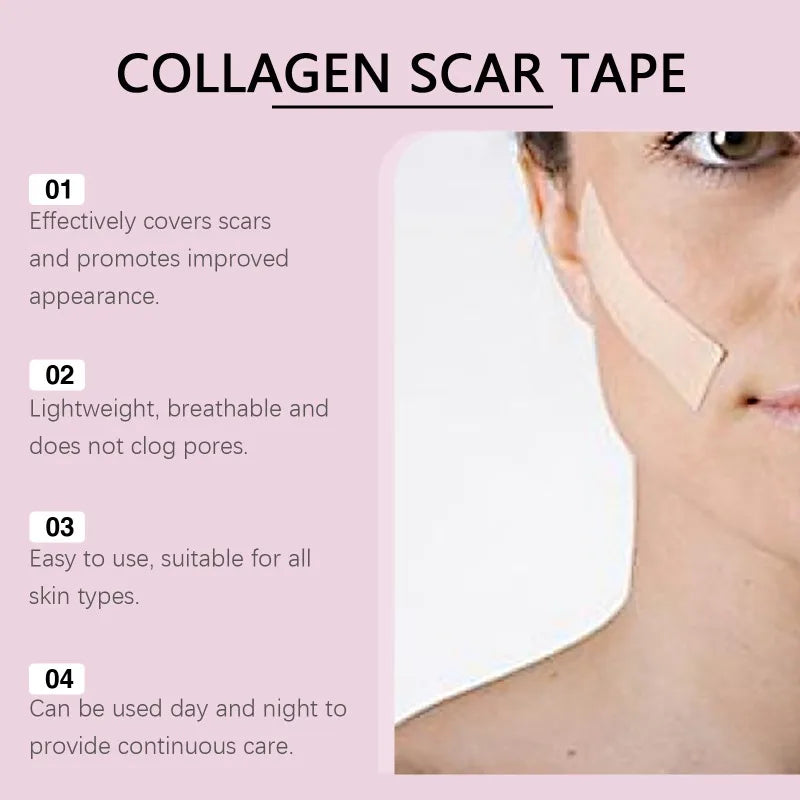Collagen Scar Tape for Face, Silicone Wrinkle Patches, Invisible Gel Sheets for Fine Lines, Scar Concealer for Smooth Skin