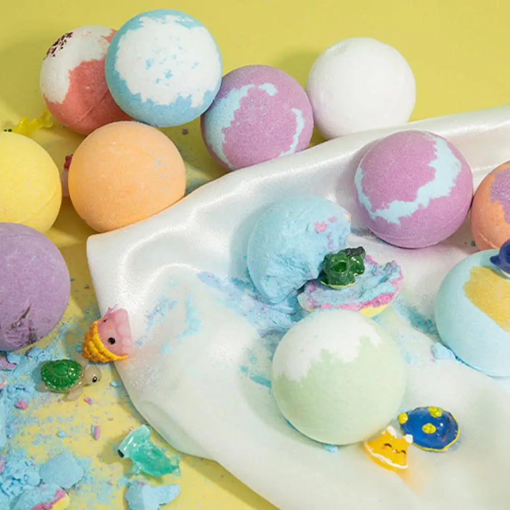 Kids Bath Bombs with Surprise Inside, Fizzy Spa Balls Gift Set with Animal Toys, Educational, Fun Relaxing Holiday Gift for Kids