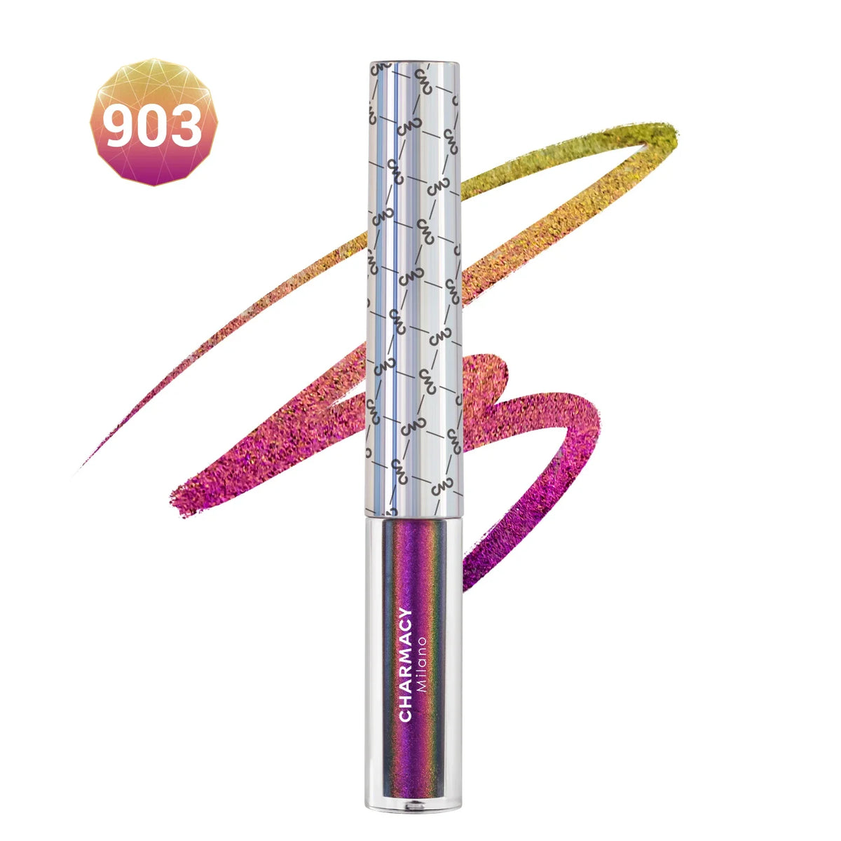CHARMACY Duochrome Glitter Liquid Eyeliner Long Lasting Waterproof Smudgeproof Ultra Fine Tip Eye Liner Women Makeup Cosmetics