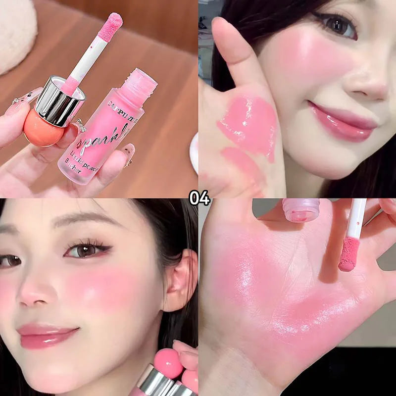 Clear and Water-like Blush Liquid, a Korean-style Sweet Girl's Energetic Blush for Daily Whitening, Naturally Breathable