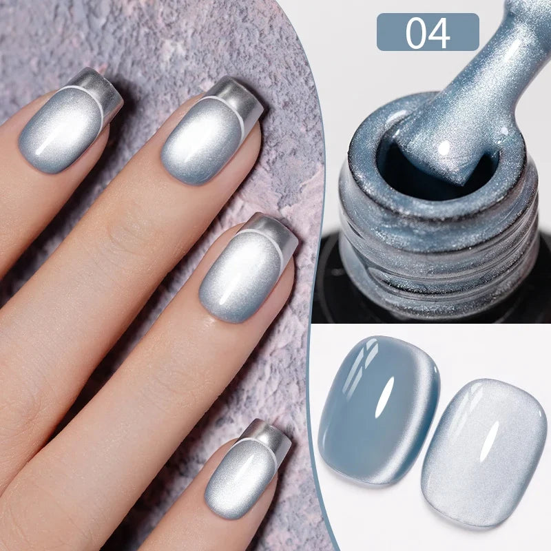 7.5ML Aurora Starlit Cat Eye Gel Nail Polish Rainbow Glitter Galaxy Cat Magnetic Nail Art Gel Soak Off UV Semi-Permanent Varnish