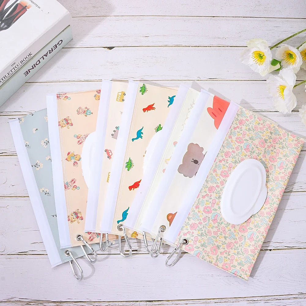 EVA Baby Wet Wipe Pouch Portable Buckle Wipes Holder Case Flip Cover Snap-Strap Reusable Refillable Wipe Bag Outdoor Tissue Box