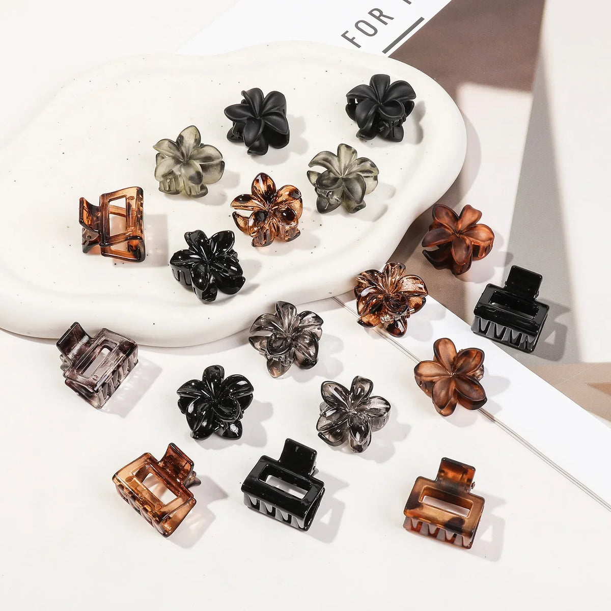 12pcs Mini Flower Hair Clips Pack for Women - Creaseless Styling Claw Clips for Bangs and Tiny Hair Styling