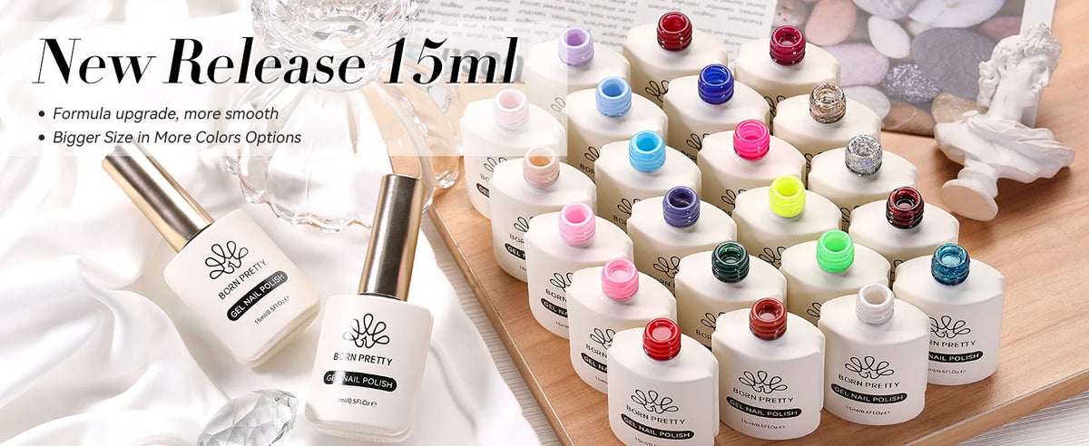 BORN PRETTY 15ml Nail Gel Polish Glitter Gorgeous Full Coverage Soak Off UV LED French Nail Art Jelly Nude Pink Varnish