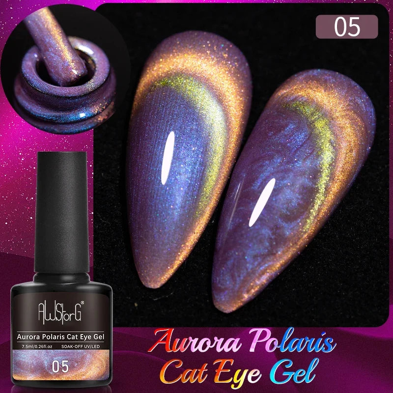 AWStorG 7.5ML Glass Cat Eye Fruit Color Magnetic Gel Nail Polish Vernis Semi Permanent Soak Crystal Gel Polish For Nails