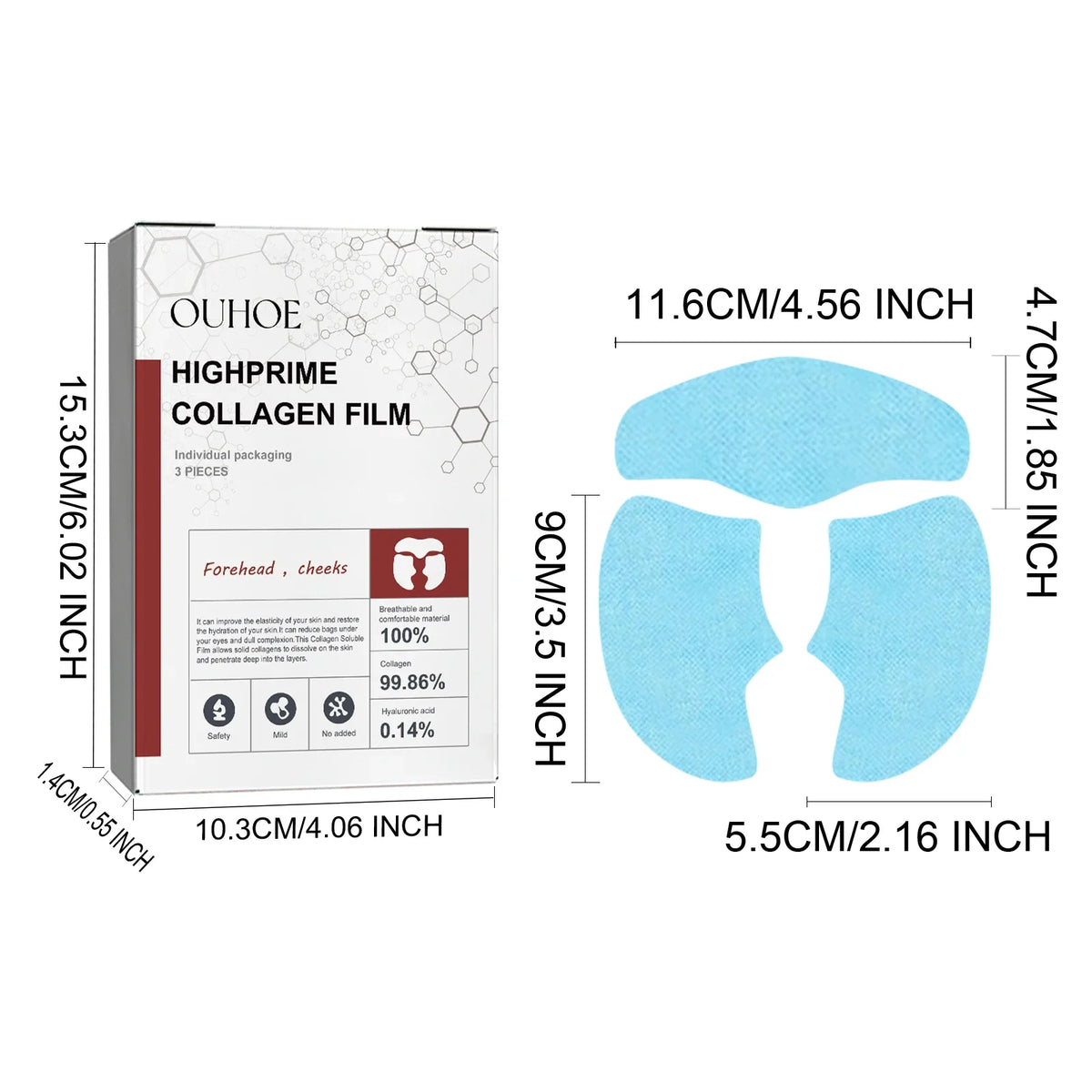 Collagen Membrane Set Paper Soluble Facial Mask Cheek Sticker Forehead Patch Fade Smile Lines Patches Tightening Skin Care