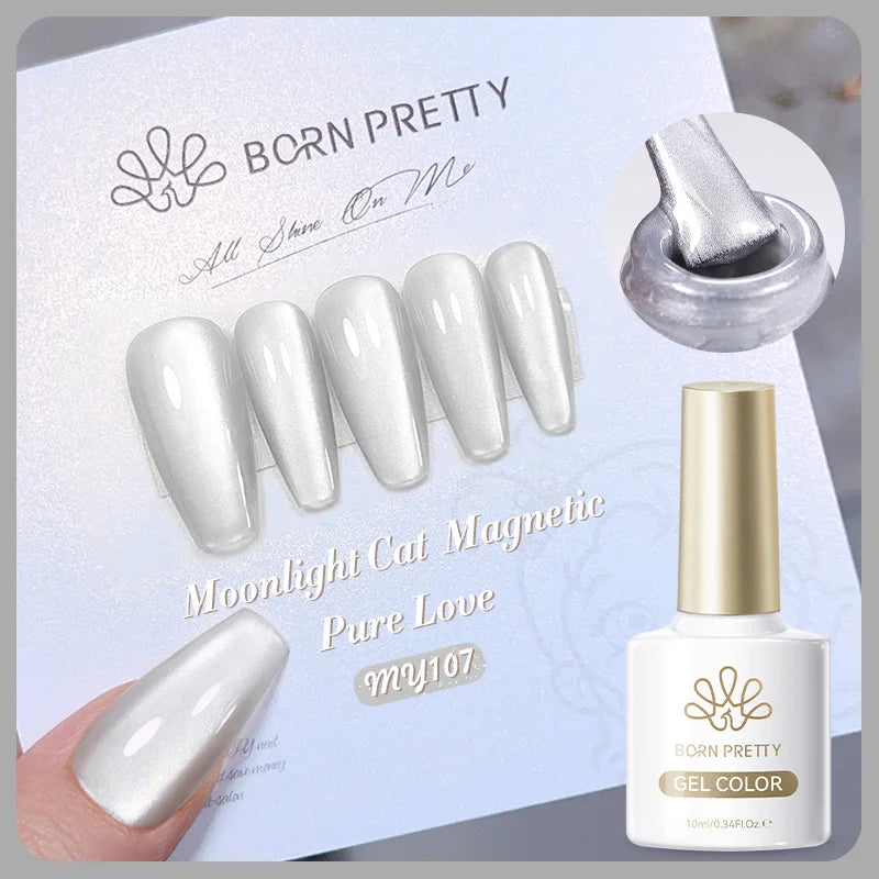 BORN PRETTY Gold Pink Cat Magnetic Gel Polish 10ml Water Light Spaking Glitter  Soak Off UV Semi Permanent Varnish Manicure