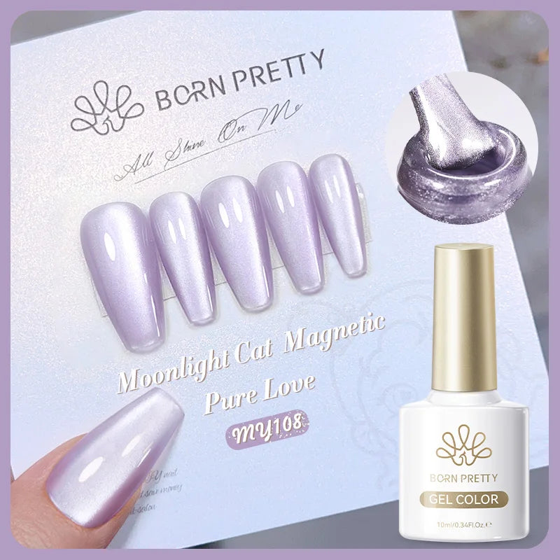 BORN PRETTY Gold Pink Cat Magnetic Gel Polish 10ml Water Light Spaking Glitter  Soak Off UV Semi Permanent Varnish Manicure