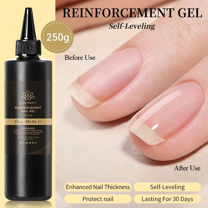 BORN PRETTY 250g Milky White Jelly Nude Gel Nail Polish Refilled Package Translucent Clear Semi Permanent Soak Off UV Gel
