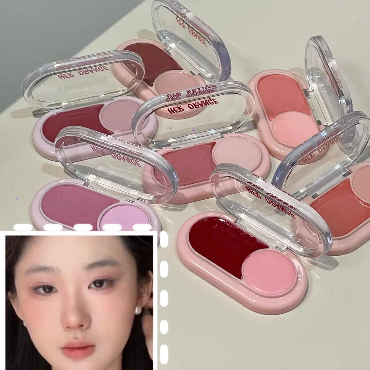 Herorange Two Tone Cream Blush Smooth Texture Natural Blend Waterproof Long Lasting Daily Date Makeup