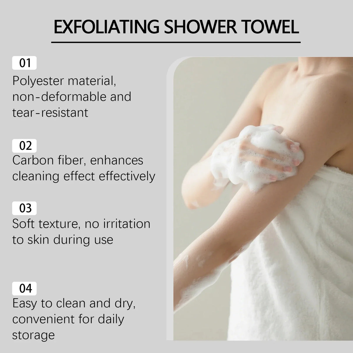 Back Scrubbing Towel Durable Exfoliating Body Towel Cleansing Skin Polishing Cloth Oil Control Dirt Removal Bath Accessories