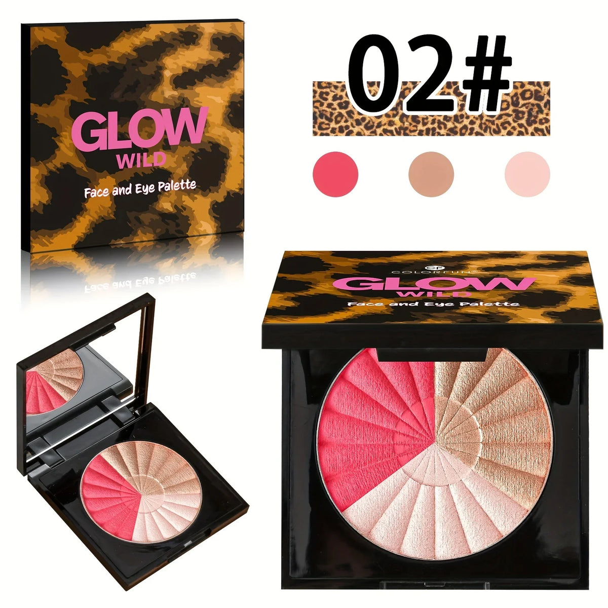 Blush Makeup Palettes, Highlighter Bronze Blush Powder, 3 in 1 Palette Matte Shimmer Glow illuminator Powder Face Highlighter