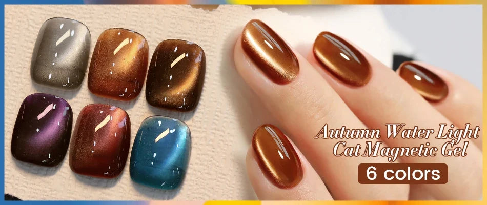 BORN PRETTY 10ml Autumn Gold Pink Glitter Cat Magnetic Gel Nail Polish Jelly Pink Semi Permanent Soak Off UV LED Varnish