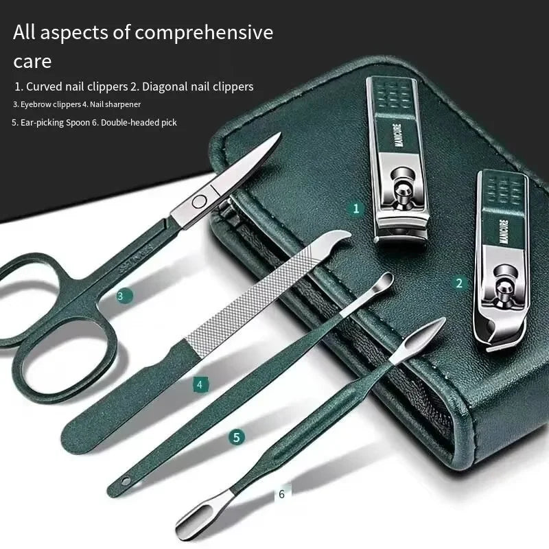 6-Piece Nail Care Set - High End Nail Scissors & Clippers for Men & Women, Portable Manicure Kit with Pouch