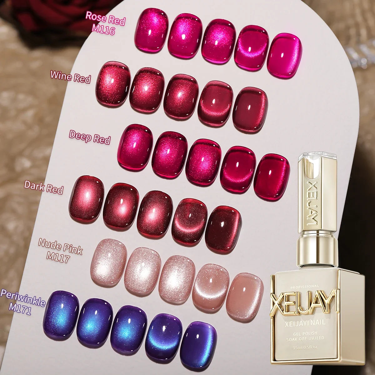 6pcs Cat Eye Nail Polish Gel 2025 New Style Blue Pink Cat Eye Nail Art Suitable for Women's Nail Salon Design