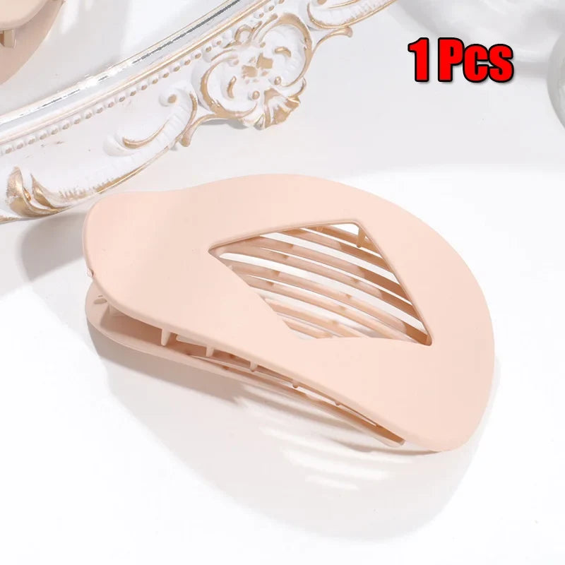 Fashion Oval Hair Claw Clip for Women New Design Leopard Matte Curved Flat Styling Barrettes Lady Ponytail Hairgrip Accessories