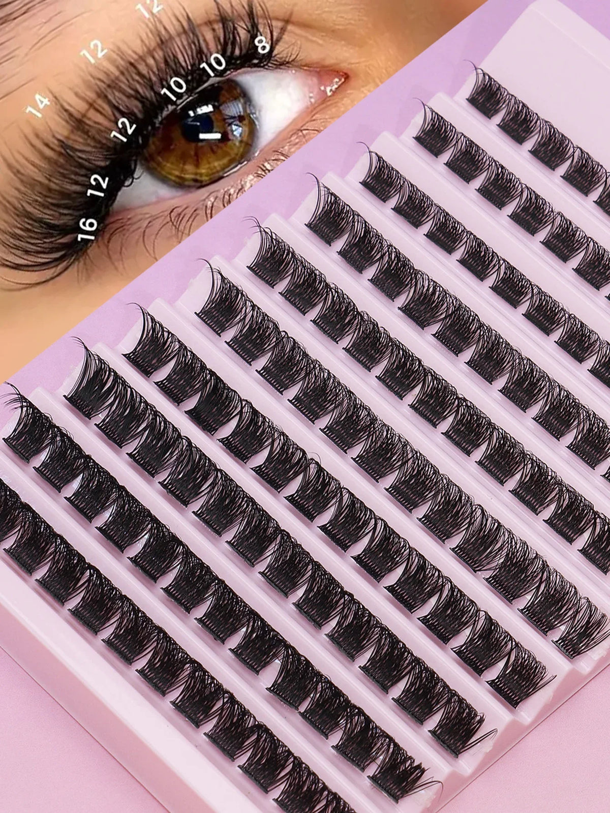 Ayr 80PCS C Curl Brown Style Eyelash Extension Winged Individual Lashes Natural Segmented Eyelash Bundles Makeup Tools