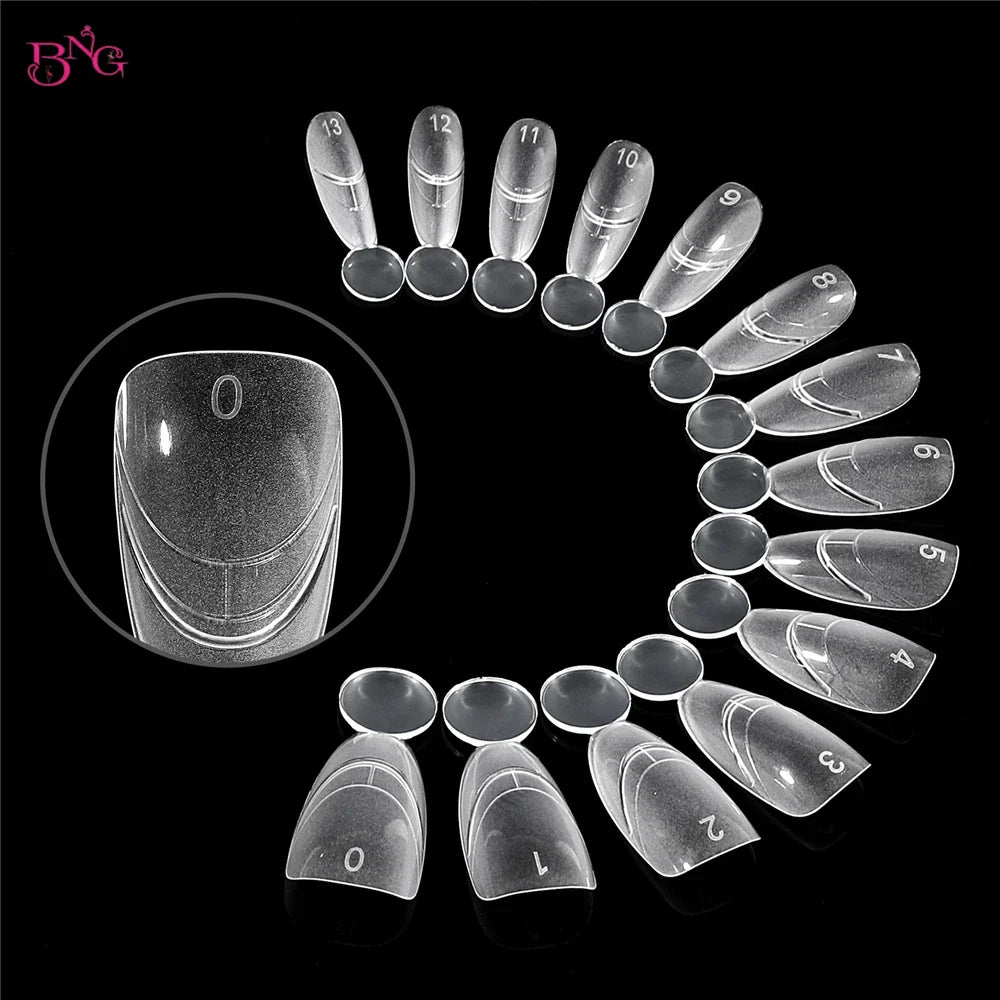 BNG New Matte Dual Forms With French Line Full Cover Dual Nail Molds for Uv Gel Acrylic Nail Art Extension 140PCS 14 Sizes