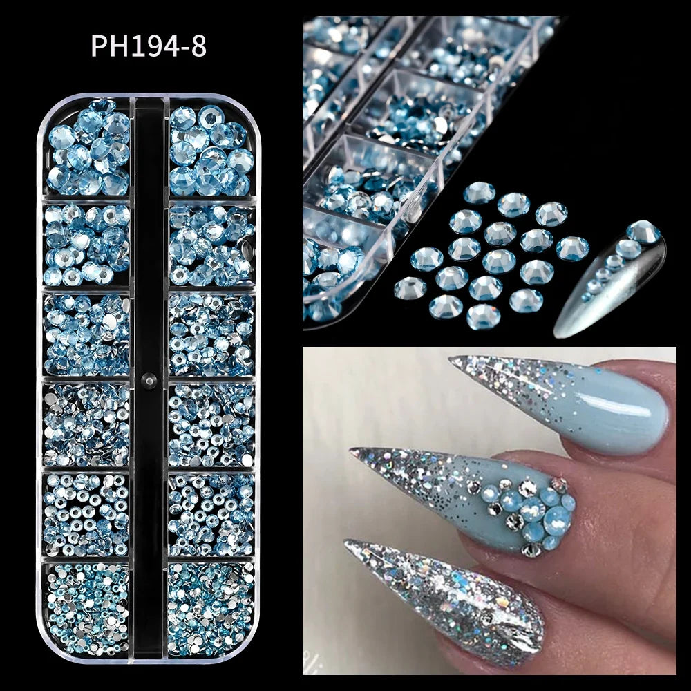 12 Grids Flatback Gold Silver Pearl Beads Nail Charms Round Caviar Ball For Nail Art Decorations 3D Nail Jewelry Rhinestones