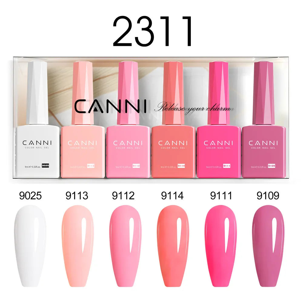 9ml CANNI CC8 HEMA FREE Nail Gel Polish Kit Nail Manicure Full Coverage Solid Color Summer Nails Soak off UV LED Nail Gel Set