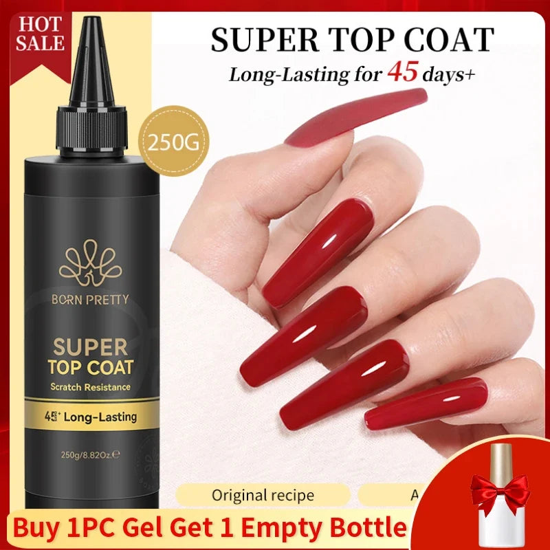 BORN PRETTY 250g Super Top Coat Gel Nail Polish Base Gel Matte Top Coat Semi-Permanent Varnish Soak Off Nail Art Functional Gel