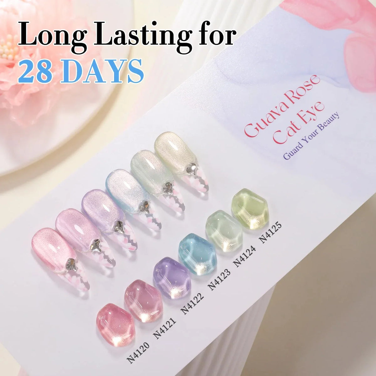 DOULINGDAI Cat Eye Gel Nail Polish Set with Magnet for Green Blue Pink Glitter Holographic Cat Eye, Salon Gel Manicure and Nail Art DIY at Home, Minty Fresh