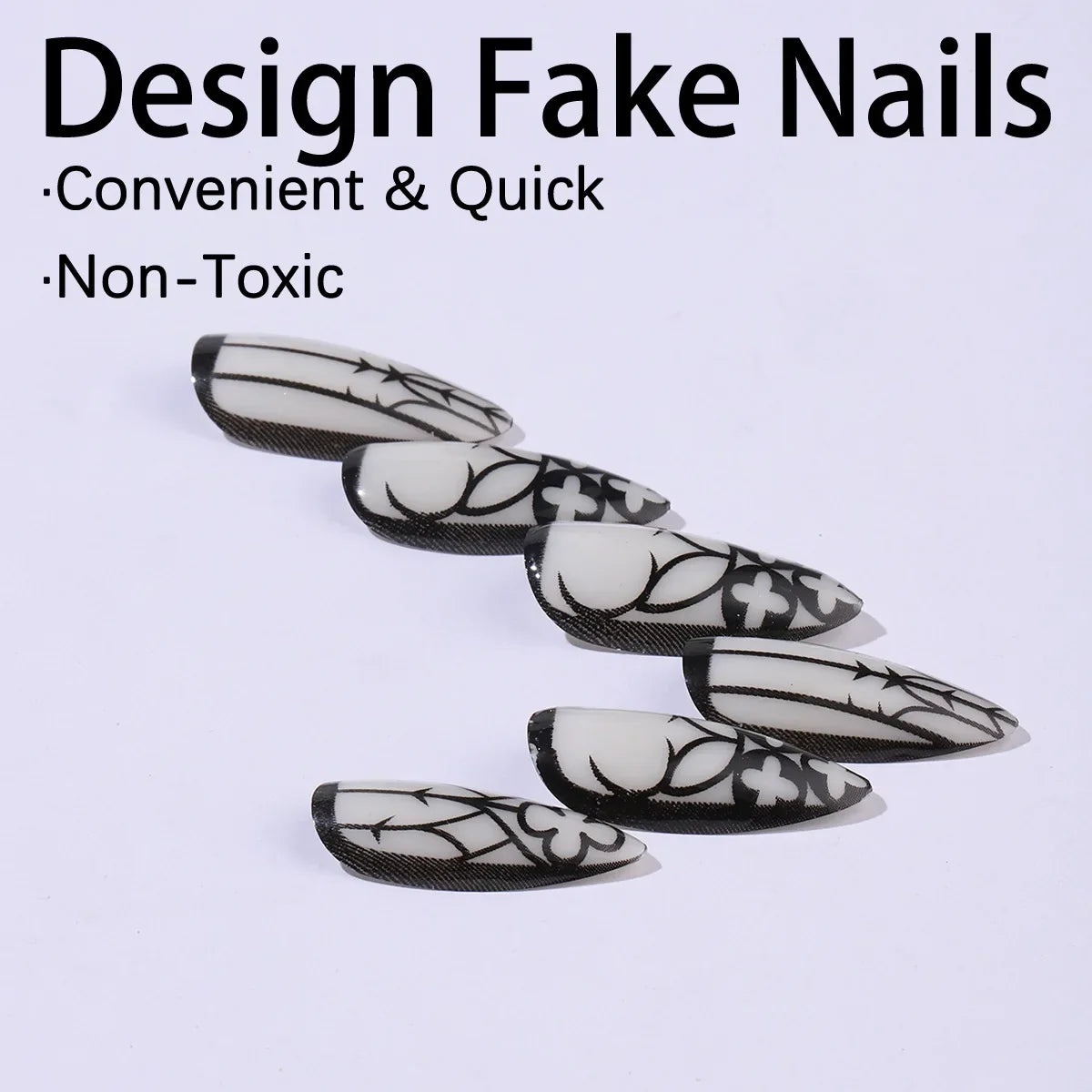 Black Cool Fake Nails Halloween Bat Press on Nails Almond Decorated Nail Tips Rivet Bow False Nails 24pcs Reusable Acrylic Nails
