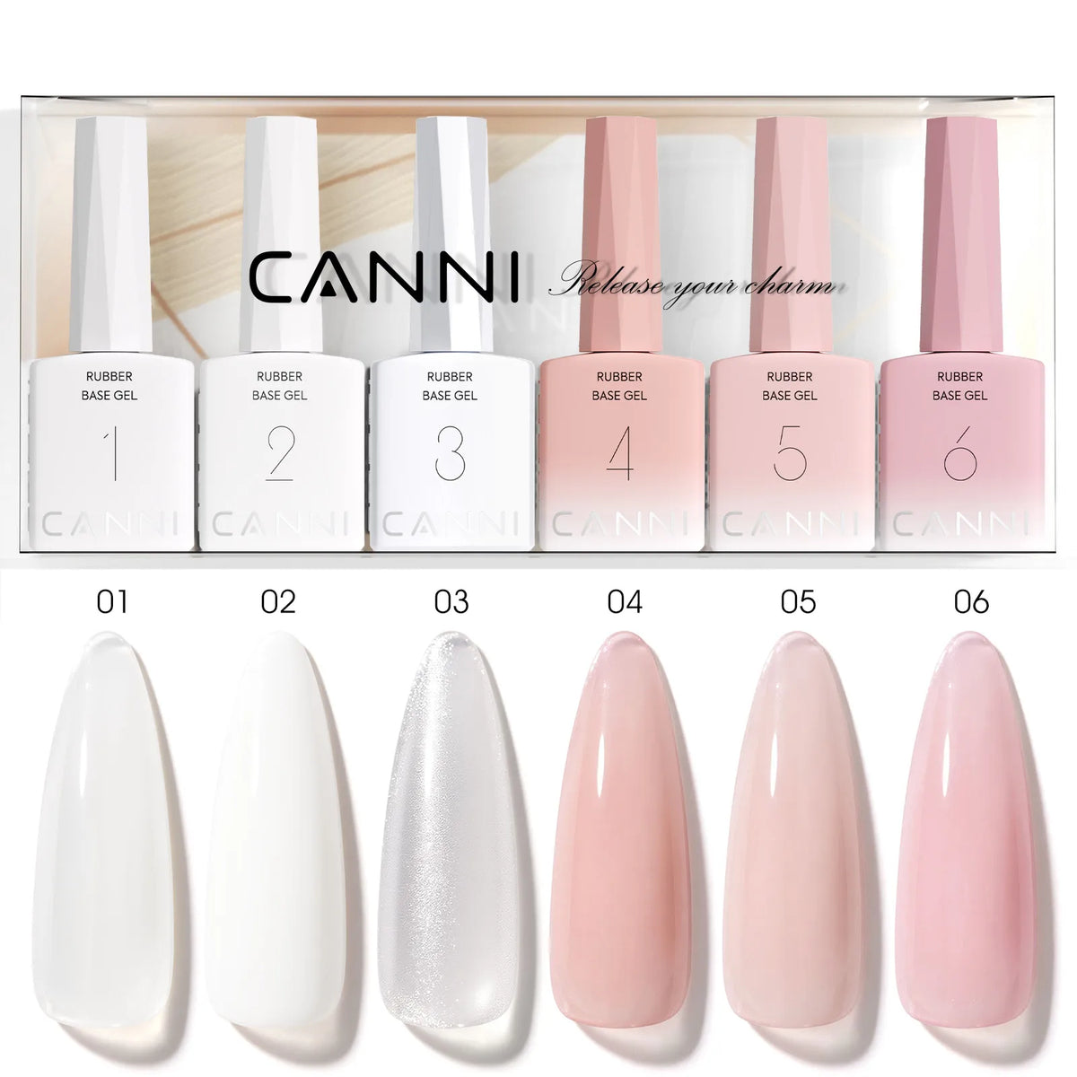 9ml*6pcs CANNI Nail Gel Polish Set TPO FREE Jelly Nude Pink Rubber Base Reinforce UV Construction Gel Soak off UV LED Gel Kit