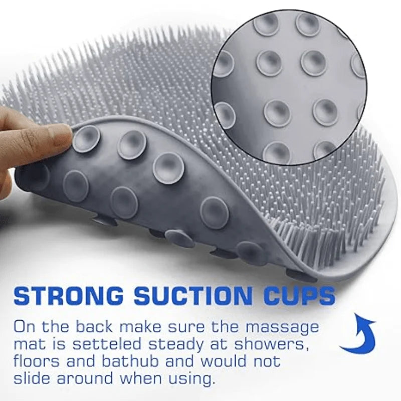 1 Gray Strong Anti Slip Suction Cup Floor Mat, Bath Towel, Back Foot Massage, Silicone Shower Pad