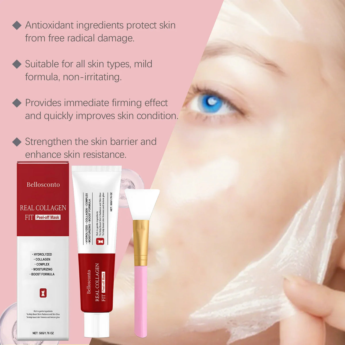 Collagen Peel-Off Mask: Gentle, Moisturizing & Hydrating, Leaves Skin Translucent, Nourished, Clean and Tender