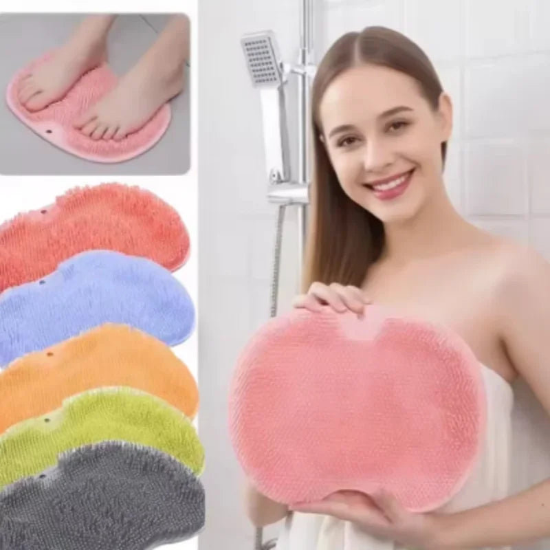 1/5pcs Silicone Wash The Foot Brush Bath Massage Mat Shower Back Brush Wall Mounted Foot Wash Mat with Suction Cup