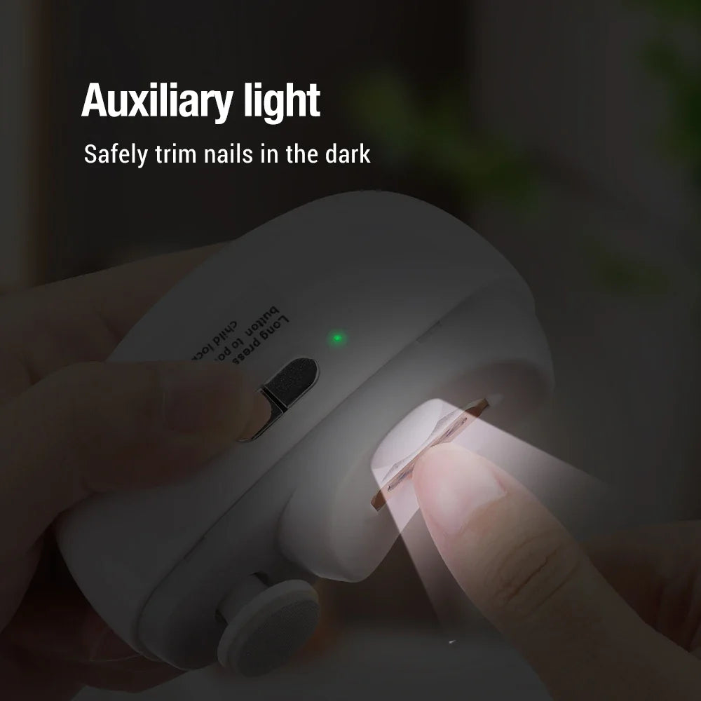 Electric Nail Clipper Grinding and Polishing with Light Automatic Nail Trimmer Rechargeable Nail Cutter Manicure for Baby Adult
