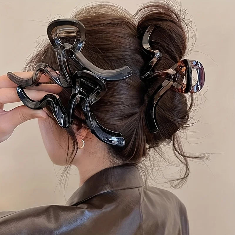 1 Acrylic Wave Hair Clip For Women - Fashionable And Elegant Hair Accessories - Hair Claw Headband - Hairstyle Shark Clip Gift
