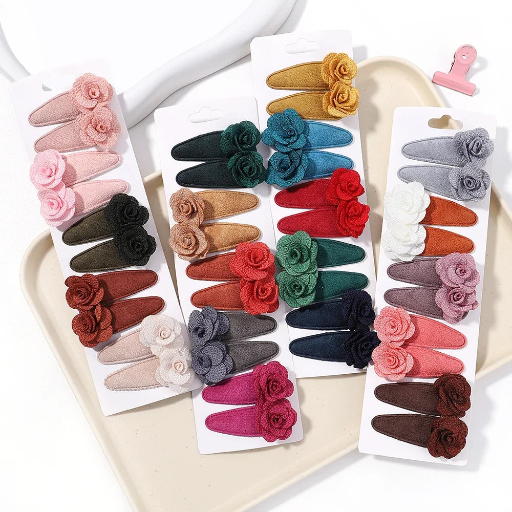 10Pcs/Lot Fresh Print Cotton Alloy Hair Clips for Kids Fabric Plaid BB Hairpins Girl Hairgripe Headwear Baby Hair Accessories