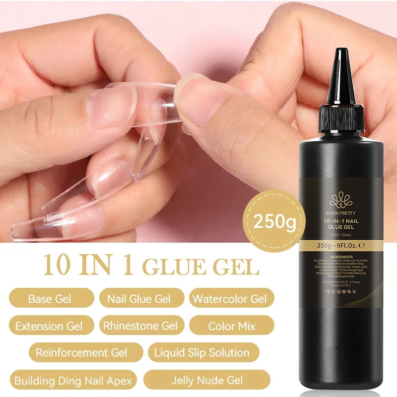 BORN PRETTY 250g Super Strong Nail Glue For False Nail Tips Press On Nails Refilled Package Base Gel Top Coat Matte Top Coat