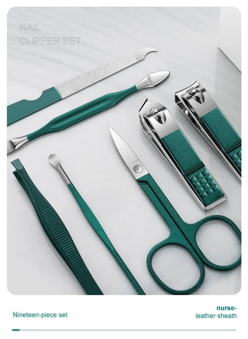 2023 New 7Pcs Portable Luxury Manicure Sets Pedicure Kits Colour Nail Clipper Set Personal Care Tools Eyebrow Scissors