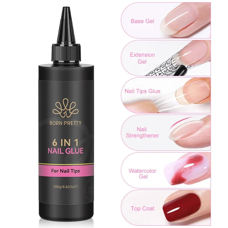 BORN PRETTY 250g Super Strong Nail Glue For False Nail Tips Press On Nails Refilled Package Base Gel Top Coat Matte Top Coat