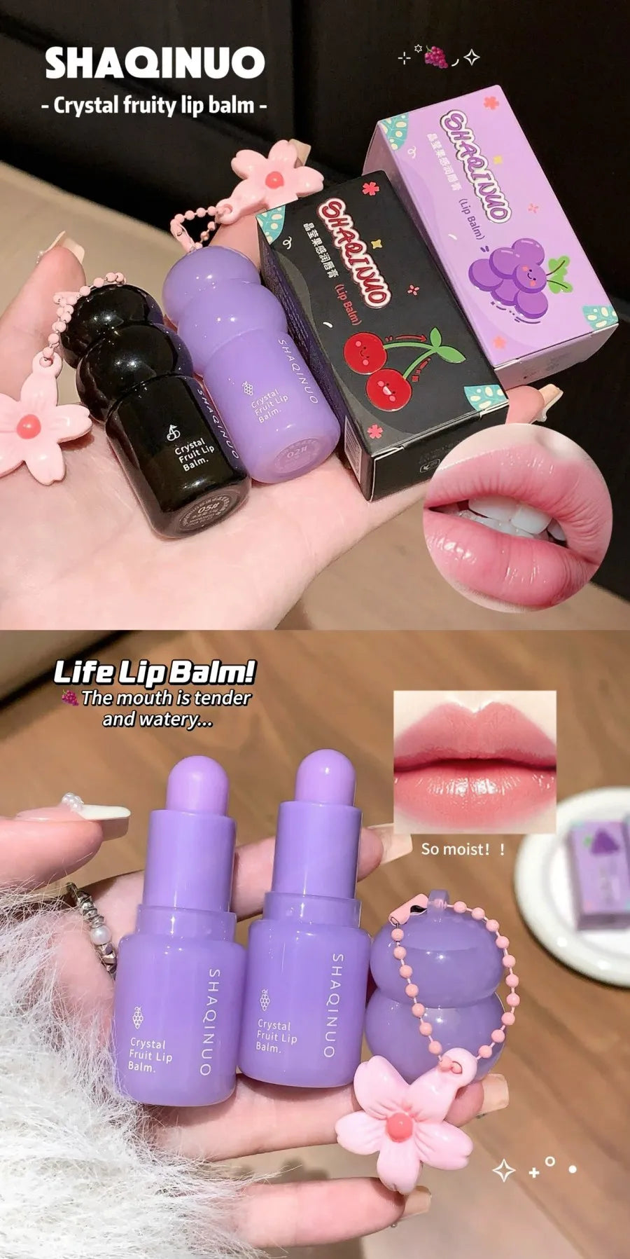 Hydrating Fruit Lip Balm Pendant, Tinted Moisturizing Lip Care for Fall & Winter, Prevents Dry Cracking, Refreshing Fruit Flavor