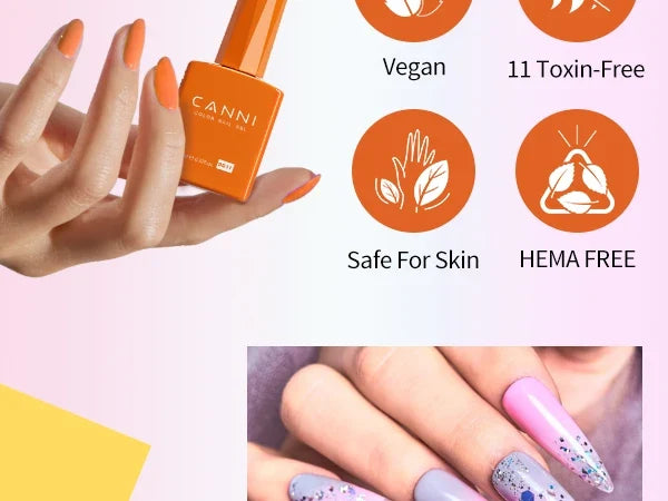 CANNI Nail Gel Polish Set Upgraded HEMA FREE Summer Nails Smooth Texture Ultra Gloss Top Coat Pigmented Gel Soak off UV LED Gel