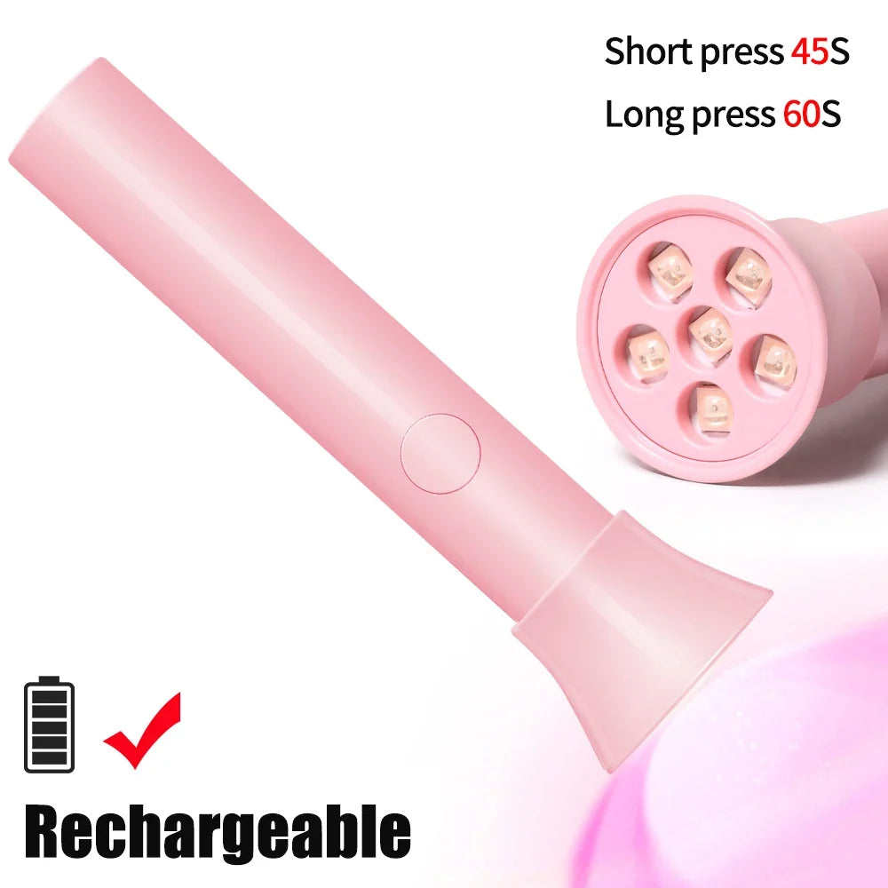 Handheld UV Light for Gel Nails Mini UV Light for Gel Nails Cordless Rechargeable Mini Nail Lamp for Fast Curing Ge