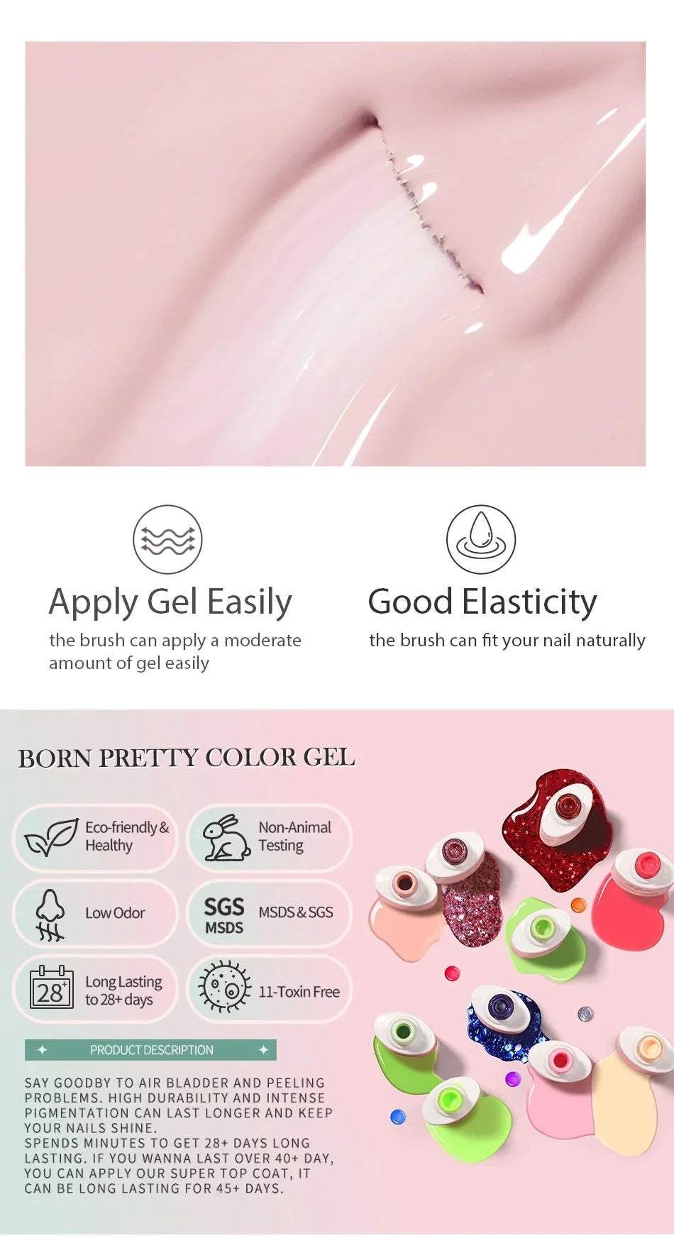 BORN PRETTY 10ml Blood Red Gel Nail Polish Semi Permanent Soak Off UV LED Varnish Design Halloween Festival Nail Supplies 1/6pcs