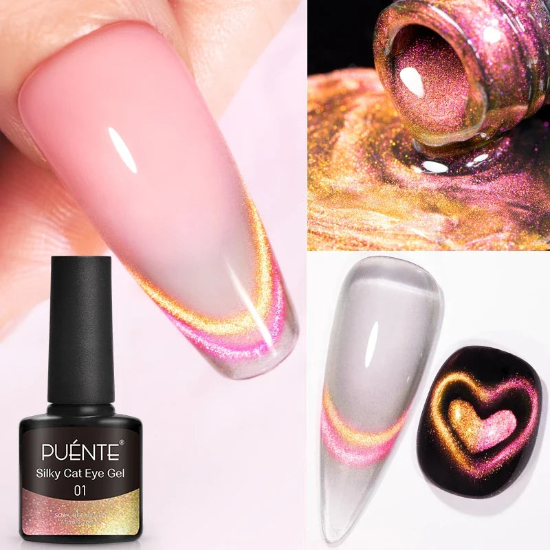 7.5ML Aurora Starlit Cat Eye Gel Nail Polish Rainbow Glitter Galaxy Cat Magnetic Nail Art Gel Soak Off UV Semi-Permanent Varnish