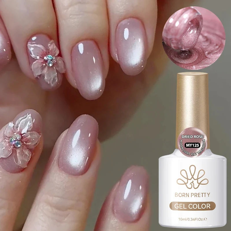 BORN PRETTY Gold Pink Cat Magnetic Gel Polish 10ml Water Light Spaking Glitter  Soak Off UV Semi Permanent Varnish Manicure