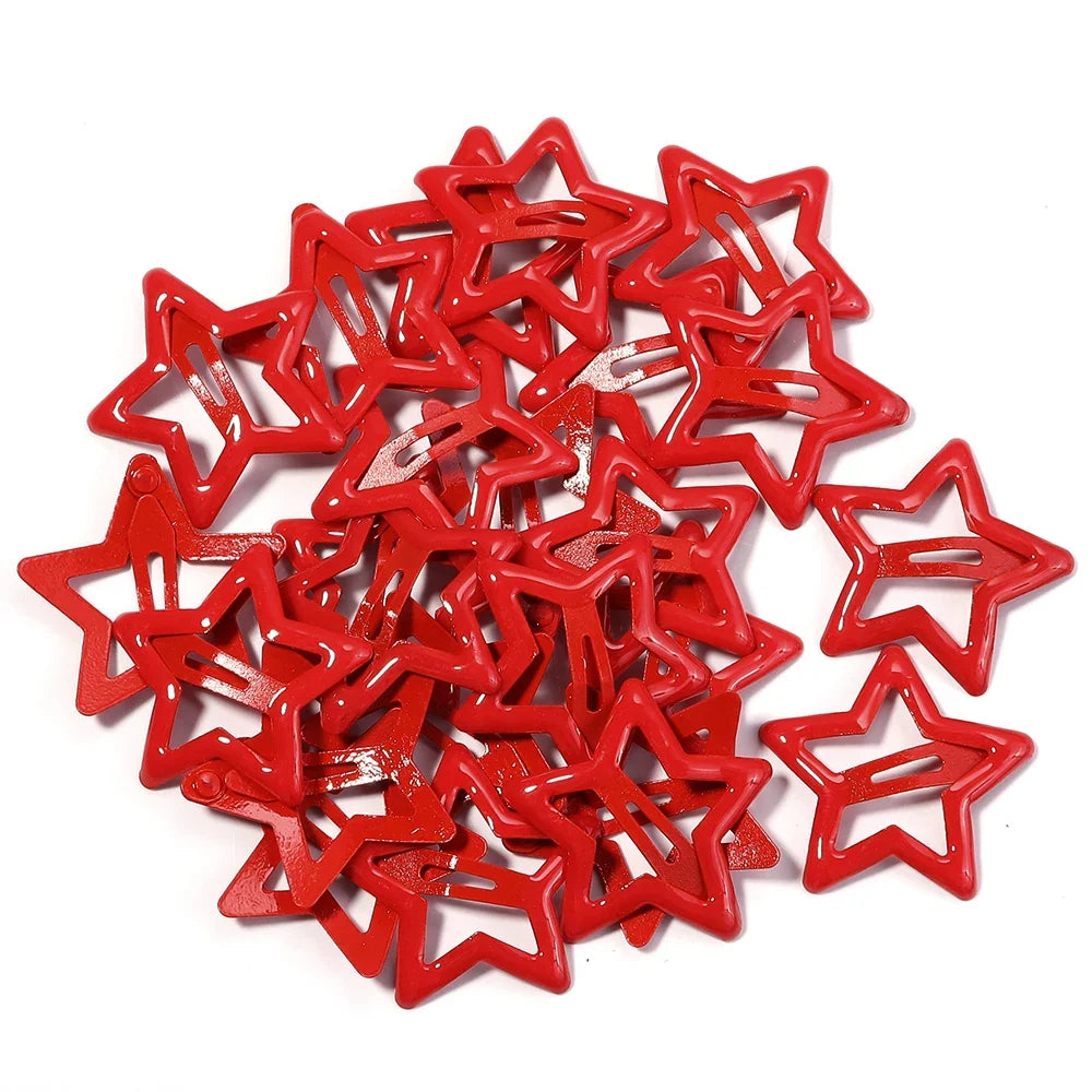 50pcs/lot Metal Colorful Star Hair Clips Dopamine BB Hair Clips For Broken Hair Clip Bangs Hair Clip Girls Y2K Style Hair Clips