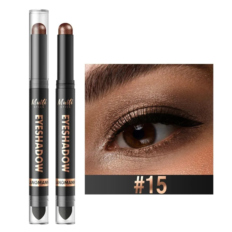1PC Glitter Brown Eyeshadow Pen Smoky Eyes Makeup Long Lasting Shimmer Matte Lying Silkworm Eyeshadow Pencil Highlighter Stick