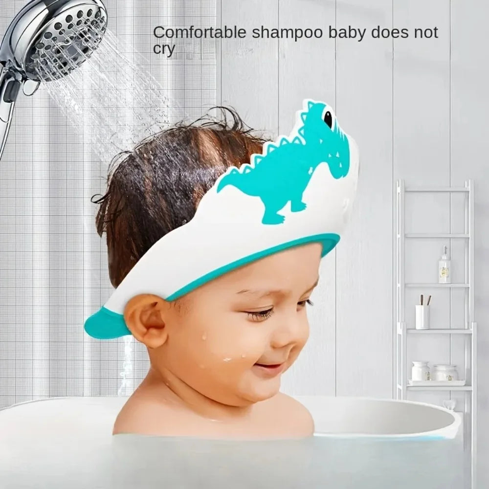 Baby Shower Cap Shield Shower Cap for Kids Visor Hat for Eye Ear Protection for Children Cute Dinosaur for Washing Hair Bathing